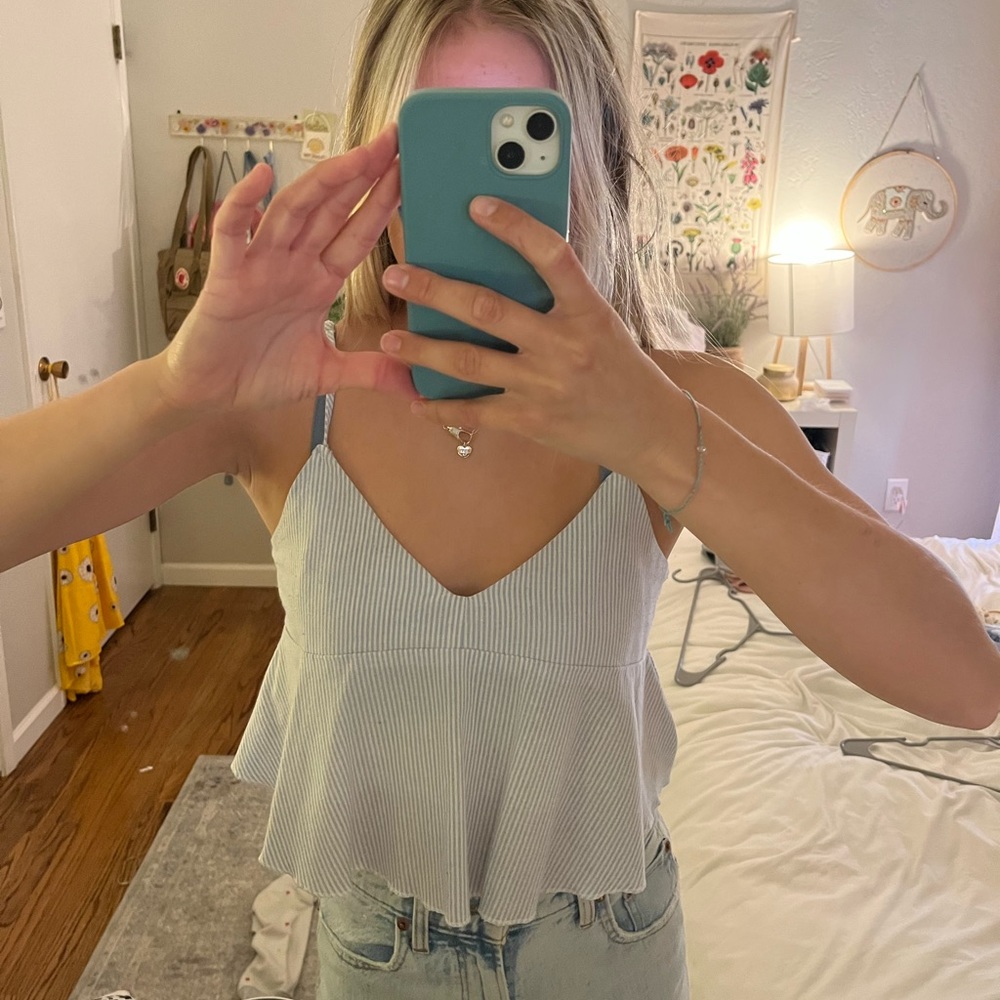 Discontinued Brandy Melville blue and white striped tank